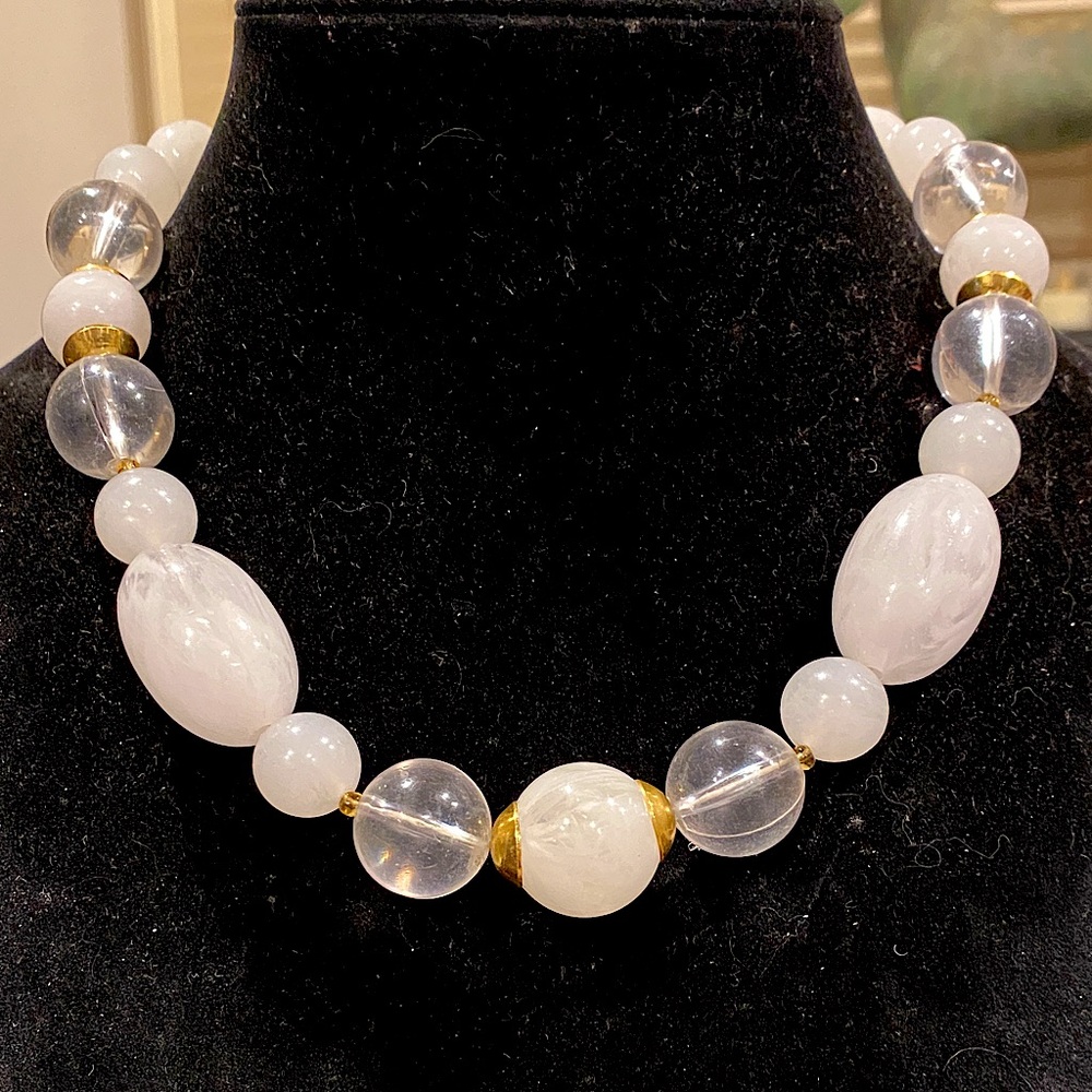 Western Germany Acrylic Necklace. Gold tone accents
